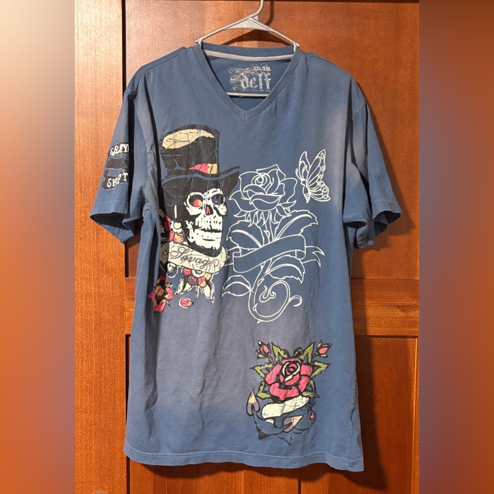 Ed Hardy Skull and Rose Graphic T-shirt